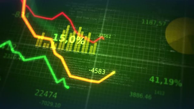 Financial diagrams showing a decreasing tendency. Loopable. Green-Red.