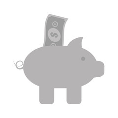 piggy bank money bill dollar gray color vector illustration eps 10