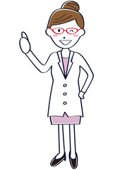 Fototapeta premium 眼鏡のかわいい女医さん 線画 全身 いいね！