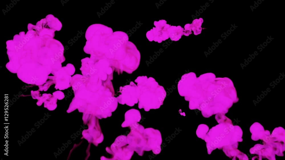 Aufkleber violet ink drop in water on a black background for effects. 3d render. voxel graphics. computer simu
