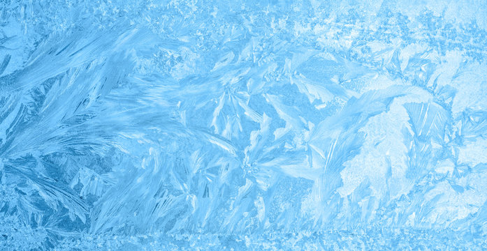 Fototapeta piękny zimowy lód, niebieskie tekstury na oknie, tło uroczysty