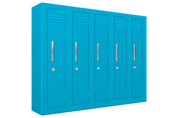 Fototapeta premium School lockers. Light blue 5 piece section