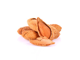 Dried almonds isolated on a white background