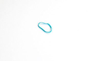 Blue Elastic Rubber Band (Ring) on white Background