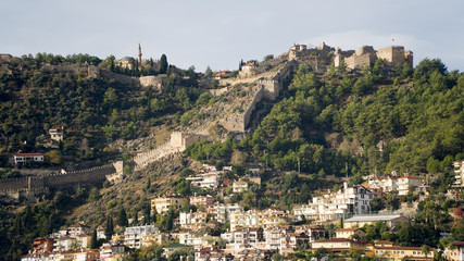 Fototapeta premium View of harbour, fortress and ancient shipyard in Alanya, Turkey