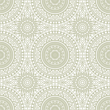 Seamless background of beige and green color in in Arabic style