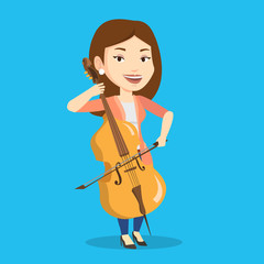 Woman playing cello vector illustration.