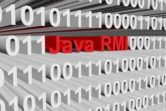 Java RMI in the form of binary code, 3D illustration