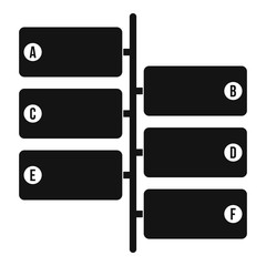 Infographic blocks on signpost icon. Simple illustration of infographic blocks vector icon for web design