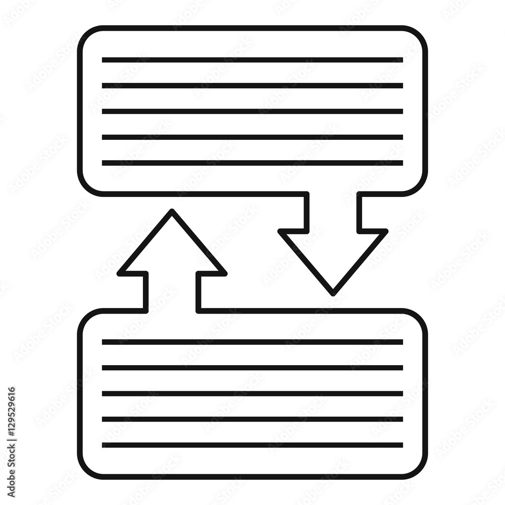 Poster infographic blocks with arrows icon. outline illustration of blocks and arrowsvector icon for web de