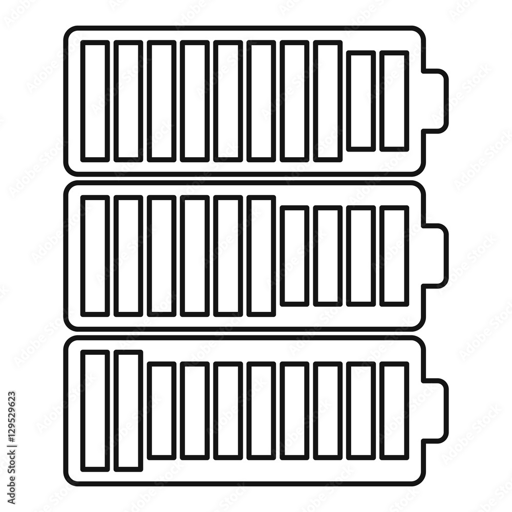 Poster battery indicators icon. outline illustration of battery indicators vector icon for web design