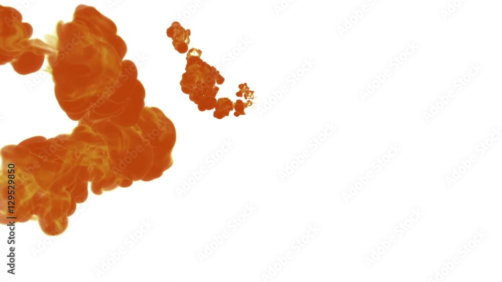 Aufkleber orange ink drop in water on a white background for effects. 3d render. voxel graphics. computer simu