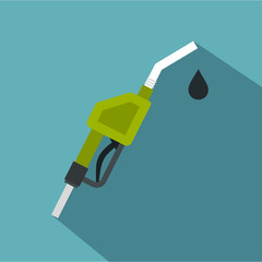 Gasoline pump nozzle icon. Flat illustration of gasoline pump nozzle vector icon for web isolated on baby blue background