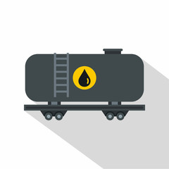 Gasoline railroad tanker icon. Flat illustration of gasoline railroad tanker vector icon for web isolated on white background