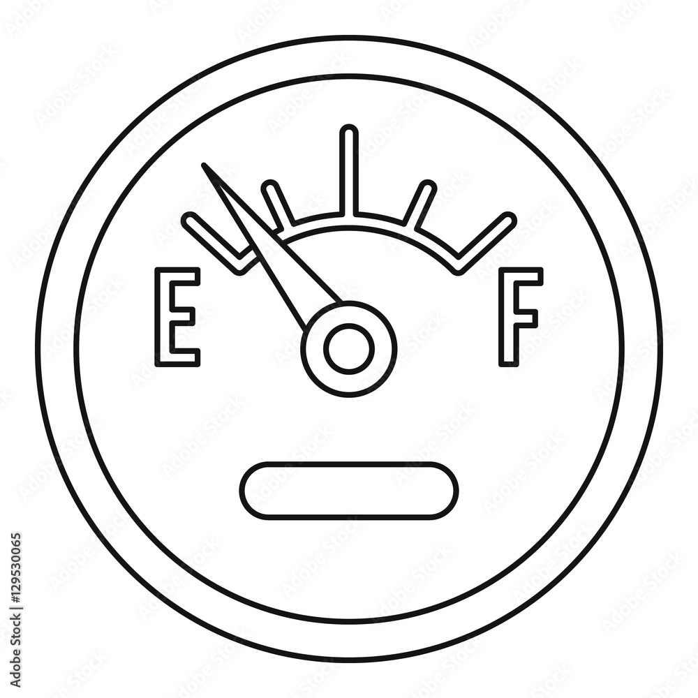 Poster fuel gauge showing empty icon. outline illustration of fuel gauge showing empty vector icon for webi