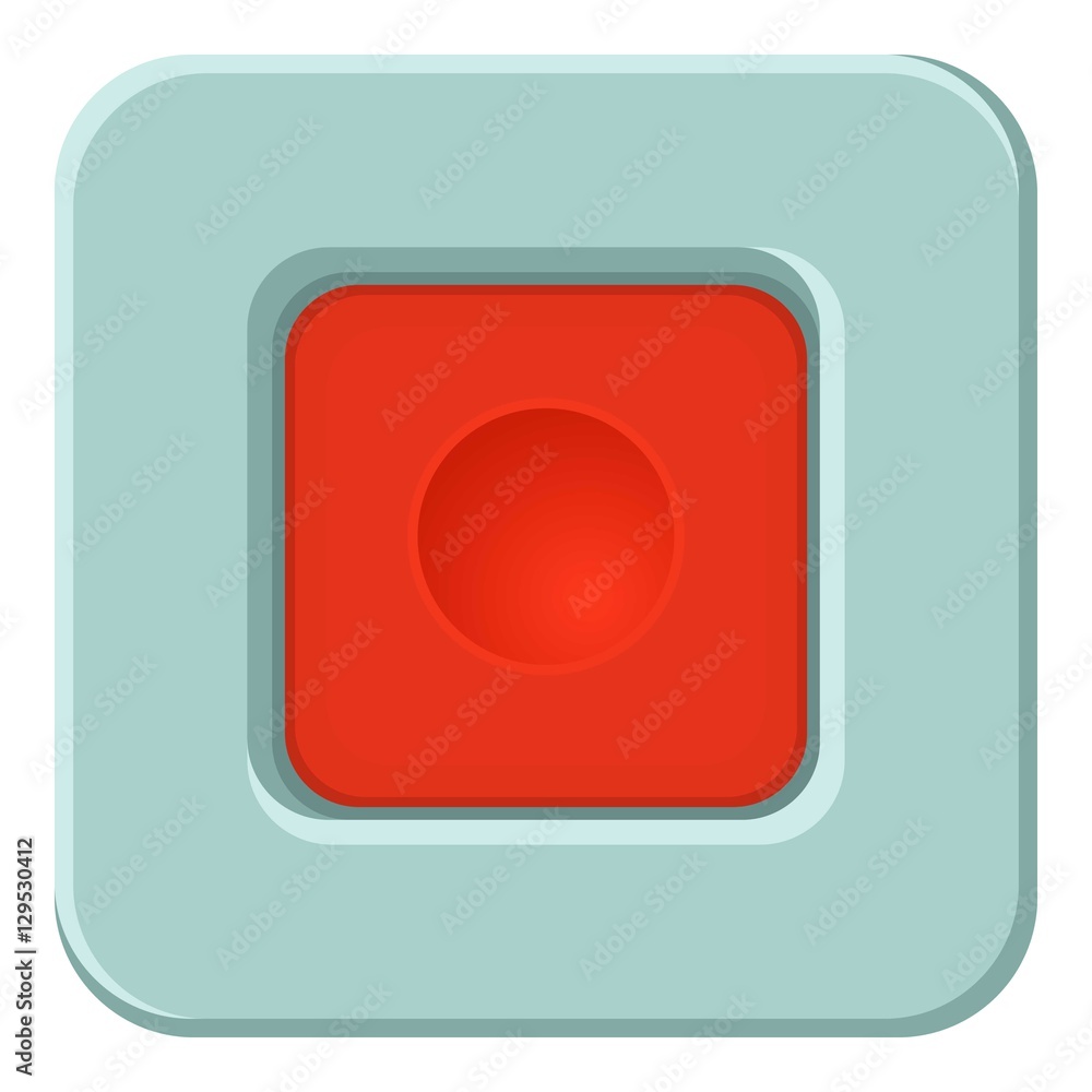 Poster red square button icon. cartoon illustration of red square button vector icon for web