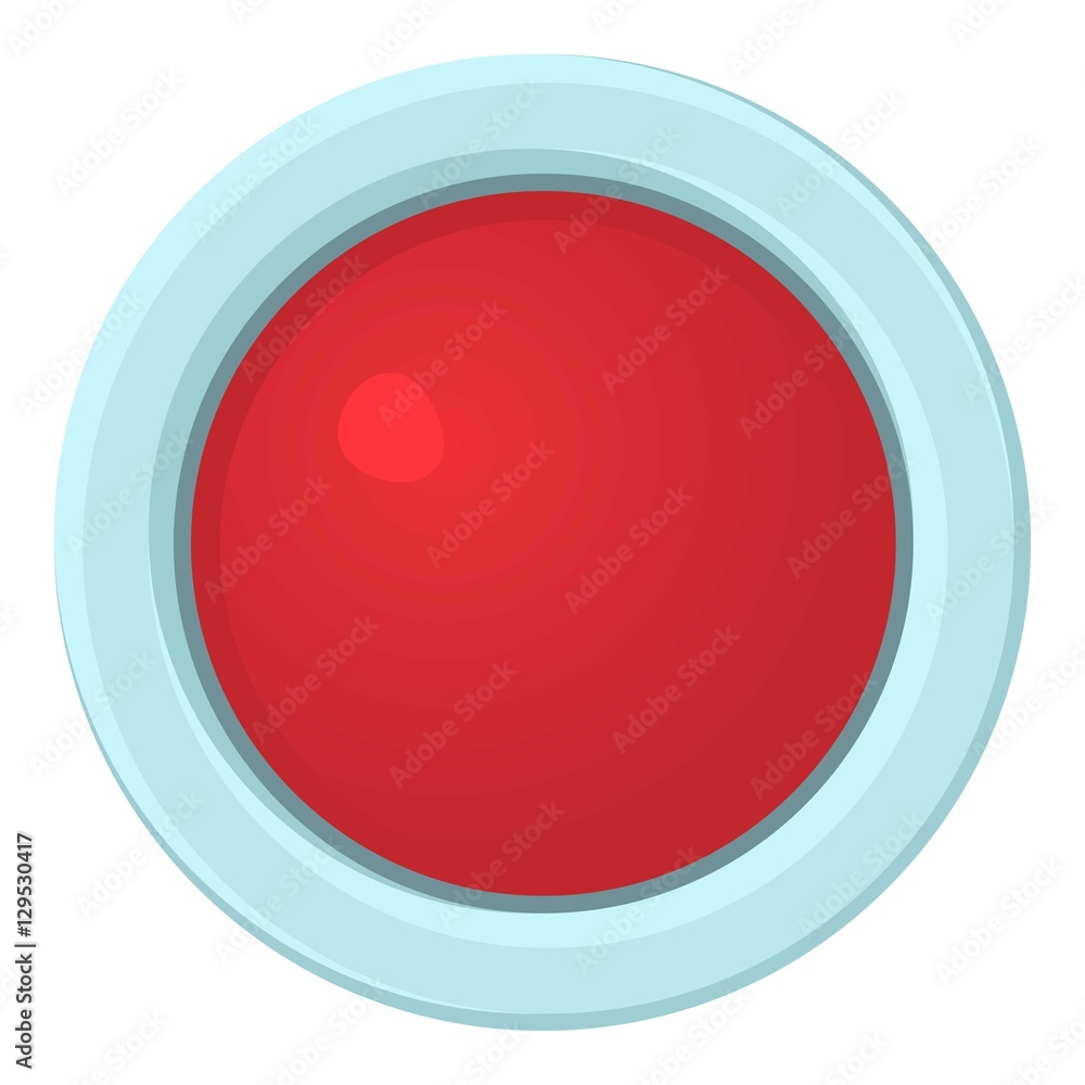 Poster red stop and panic button icon. cartoon illustration of red button vector icon for web