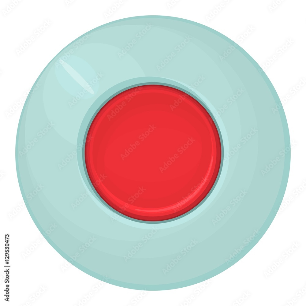 Poster red round button icon. cartoon illustration of red round button vector icon for web