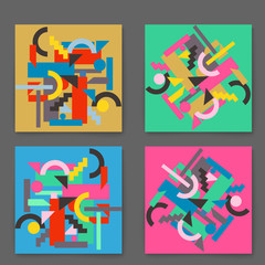 Vector set retro cards with colorful geometric shapes