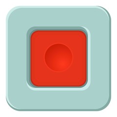 Red square button icon. Cartoon illustration of red square button vector icon for web