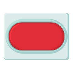 Red rectangular button icon. Cartoon illustration of red rectangular button vector icon for web