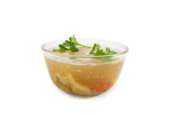 Pork aspic in glass bowl on a light background