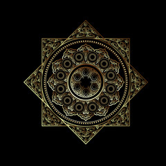 3d Golden Ornament Pattern - Arabic, Islamic, East style