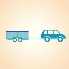 A car with a trailer. 4x4. Vector illustration