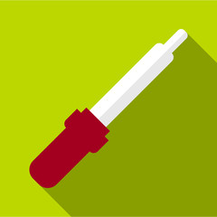 Pipette icon. Flat illustration of pipette vector icon for web isolated on lime background