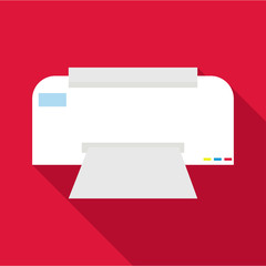 Printer icon. Flat illustration of printer vector icon for web isolated on baby blue background