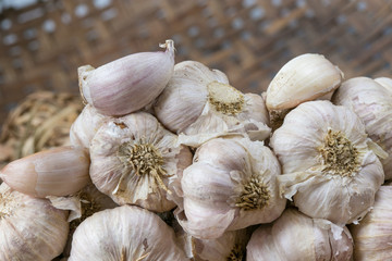 garlic on wooden background