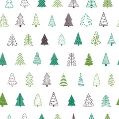 Seamles Christmas pattern. Fir tree Christmas decoration vector background