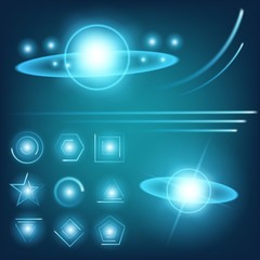 Creative concept Vector set of glow light effect stars bursts with sparkles isolated on black background. For illustration template art design, banner for Christmas celebrate, magic flash energy ray