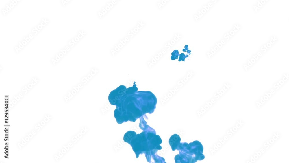 Aufkleber blue ink drop in water on a white background for effects. 3d render. voxel graphics. computer simula