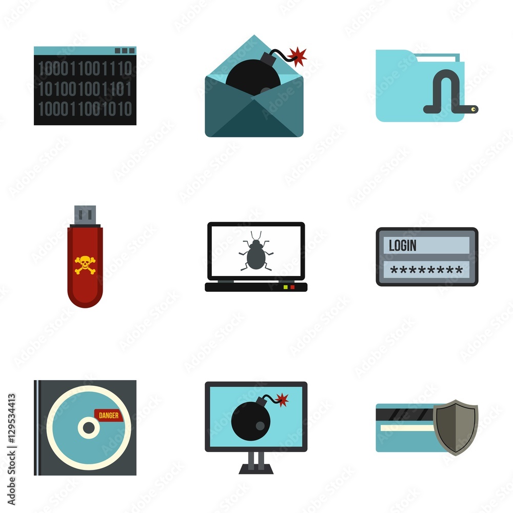 Poster cracking icons set. flat illustration of 9 cracking vector icons for web