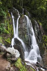 Fototapeta na wymiar Beautiful waterfall in a mountain forest