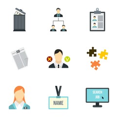 Job search icons set. Flat illustration of 9 job search vector icons for web