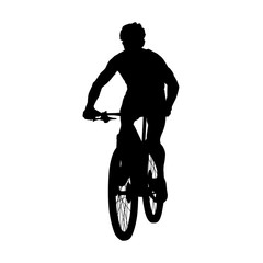 Fototapeta na wymiar Mountain biker, cyclist vector silhouette