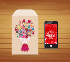 Valentines day card with floral background