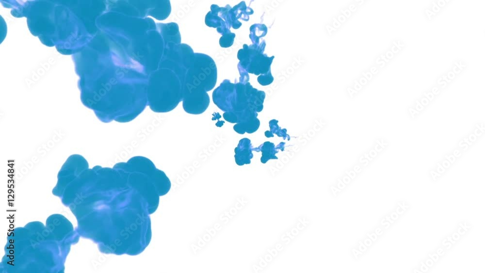 Aufkleber blue ink drop in water on a white background for effects. 3d render. voxel graphics. computer simula