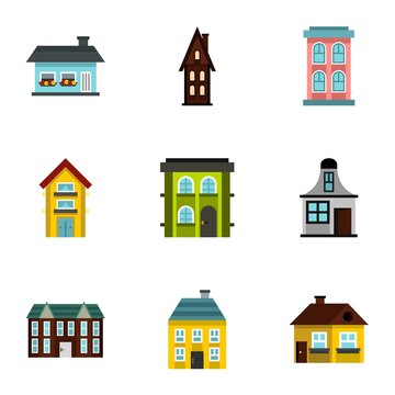 House icons set. Flat illustration of 9 house vector icons for web
