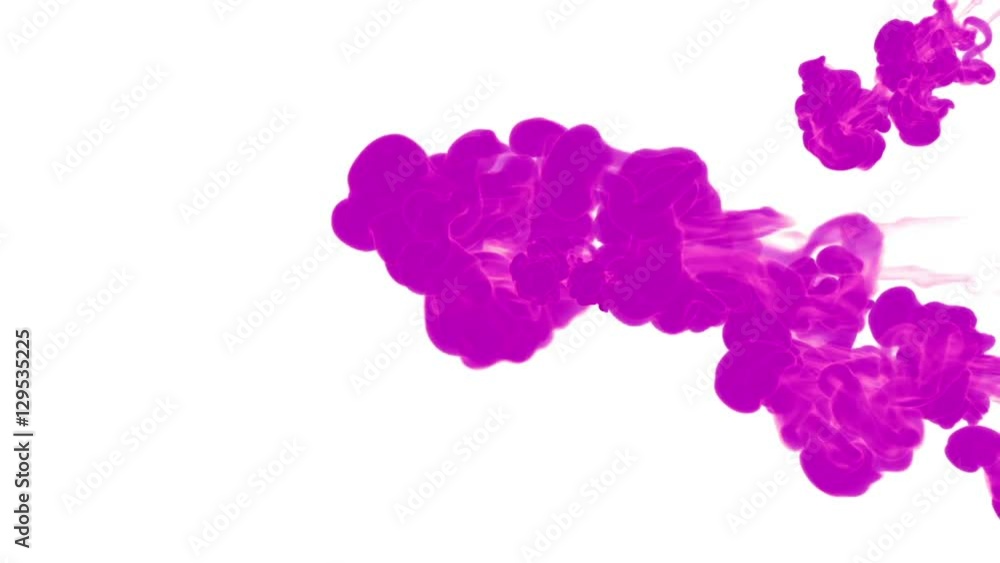 Poster violet ink drop in water on a white background for effects. 3d render. voxel graphics. computer simu
