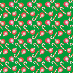 Watercolor christmas colorful balls seamless pattern