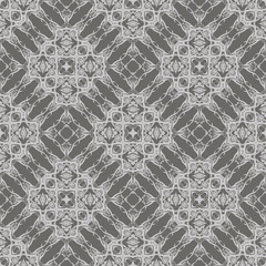 Obraz premium Grey Ornamental Seamless Line Pattern. Endless Texture. Oriental Geometric Ornament