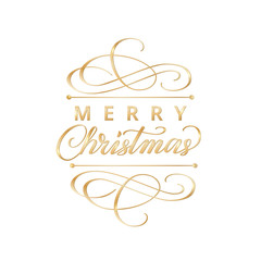 Merry christmas card with typographic design elements