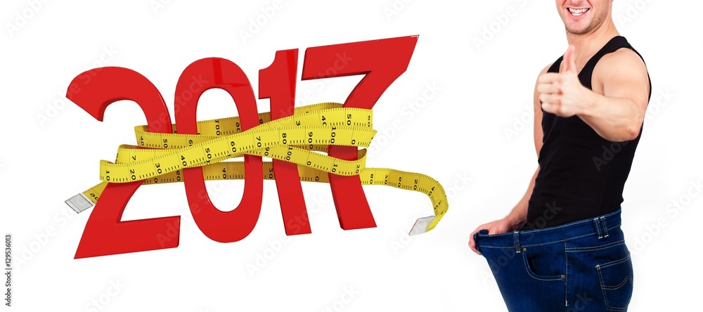 Poster Composite image of digitally generated image of new year with ta