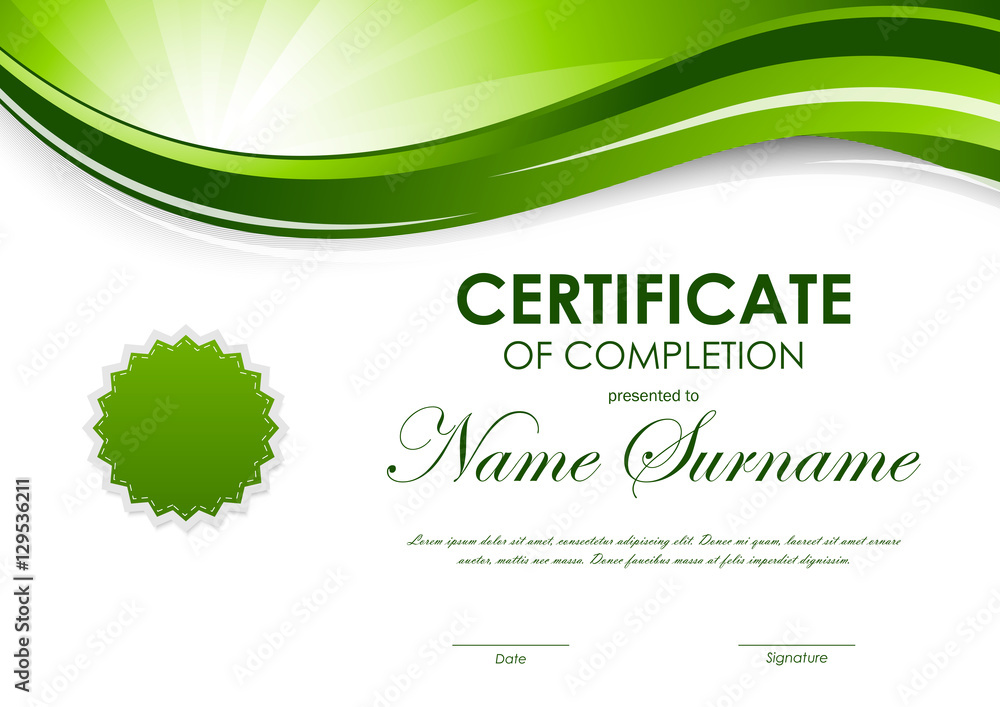 Poster certificate of completion template