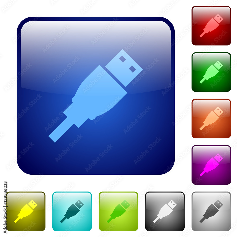 Poster usb plug color square buttons