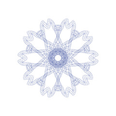 Guilloche decorative rosette element. Digital watermark. It can be used as a protective layer for certificate, voucher, banknote, money design, currency, note, check, ticket, reward etc.