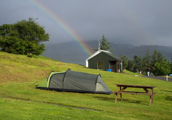 rainbow at campsite